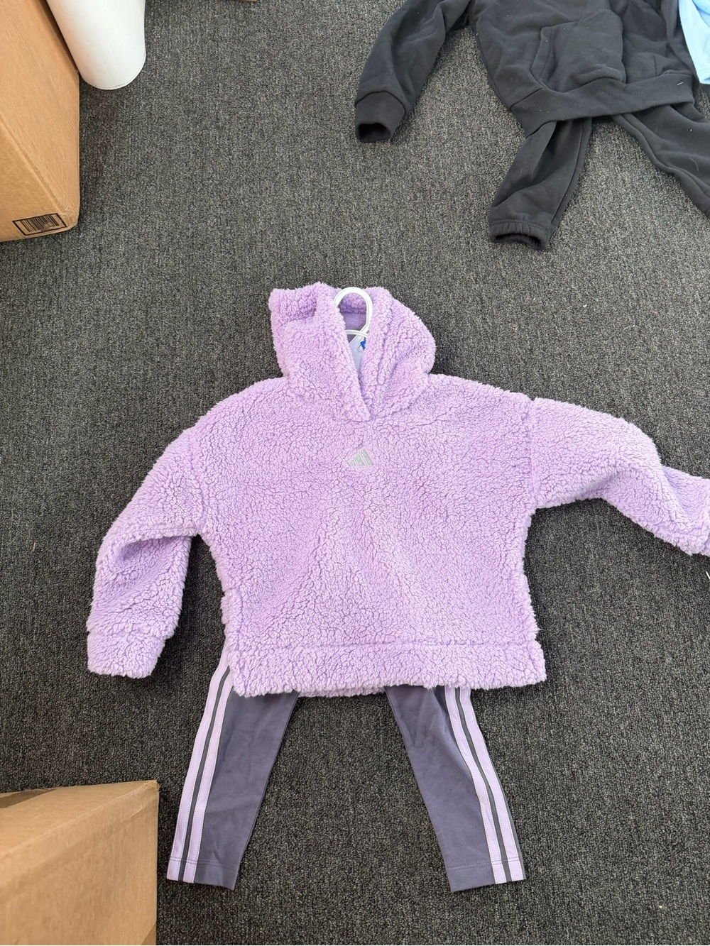adidas Kids Lavender Sherpa Hoodie with Hood